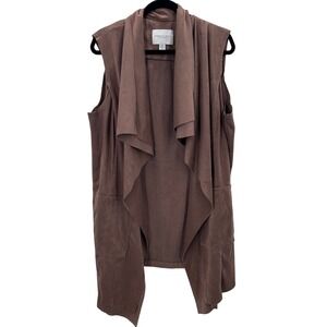 Carolina Belle Montreal Brown Faux Suede Western Waterfall Vest Women's Size 1X